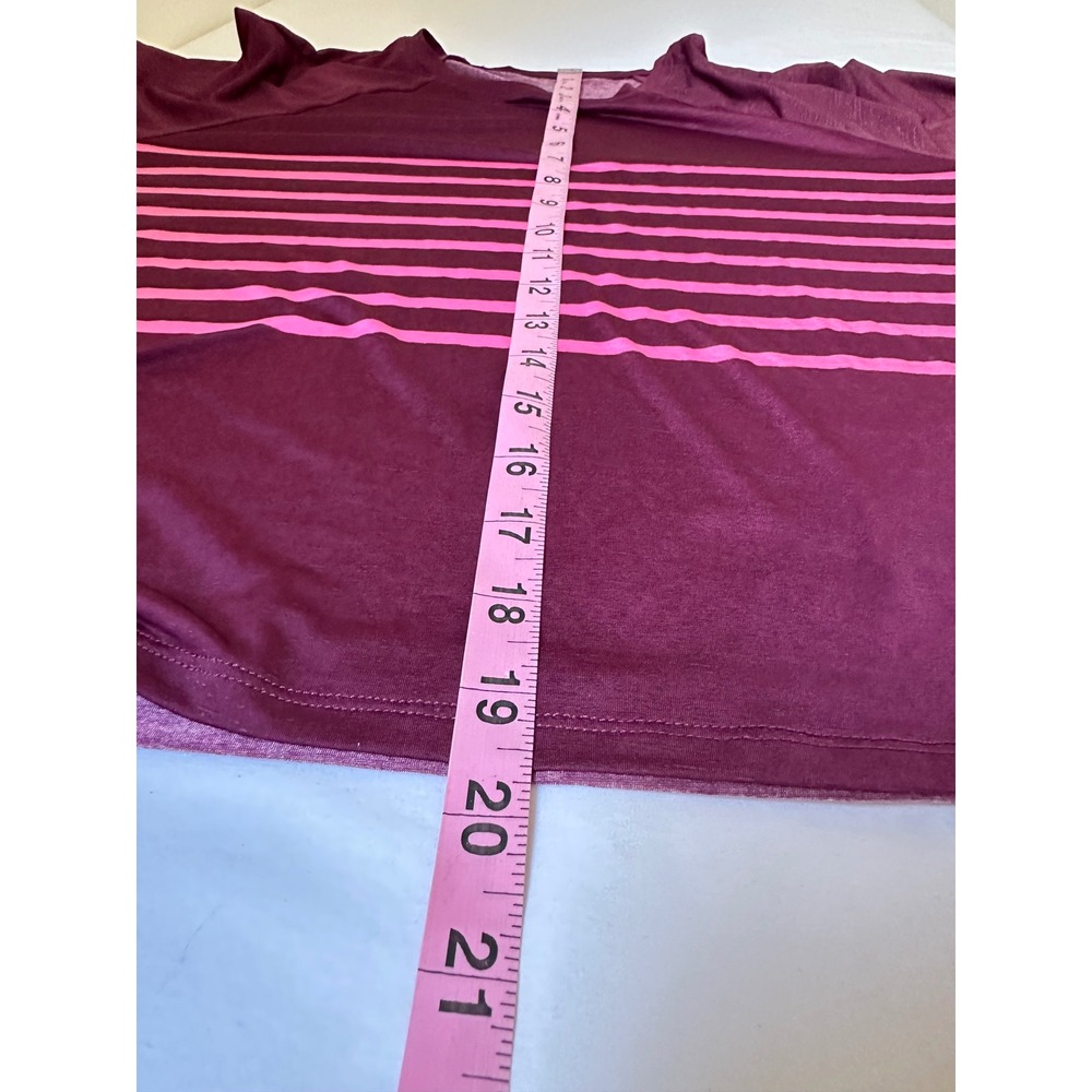 Carve Designs Banzai Top Large Burgundy Pink Striped Boxy Crop Tee Size L - Picture 8 of 9